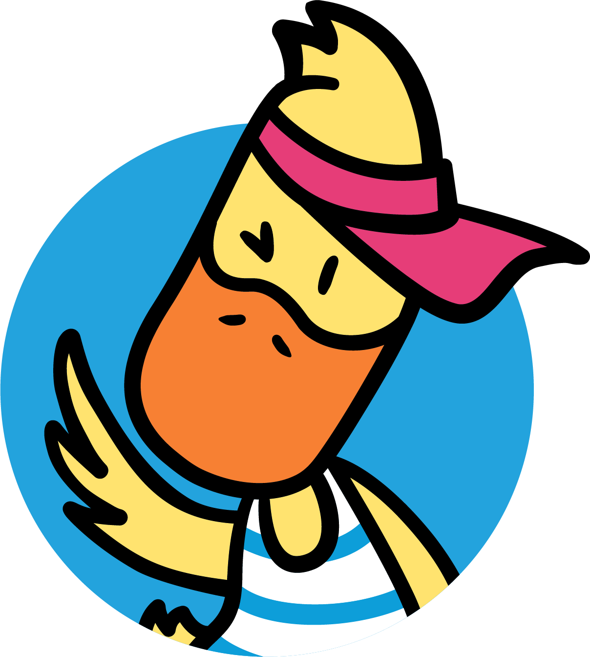 Cartoon duck mascot waving